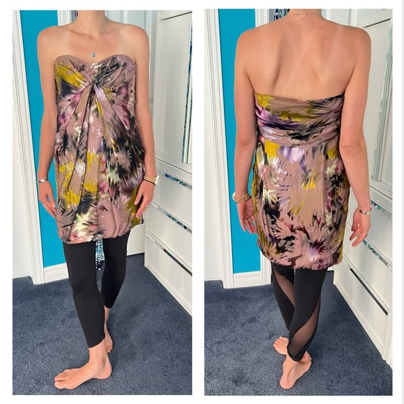 Vintage Burnout Silk-Mix Strapless Dress – Multi Abstract Prom & Special Events - Picture 16 of 16